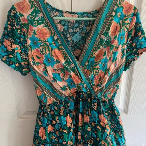 Women’s SHEIN  Medium Floral Vneck Summer Short‎ Sleeve Fit Flare Short Dress - Picture 2 of 6